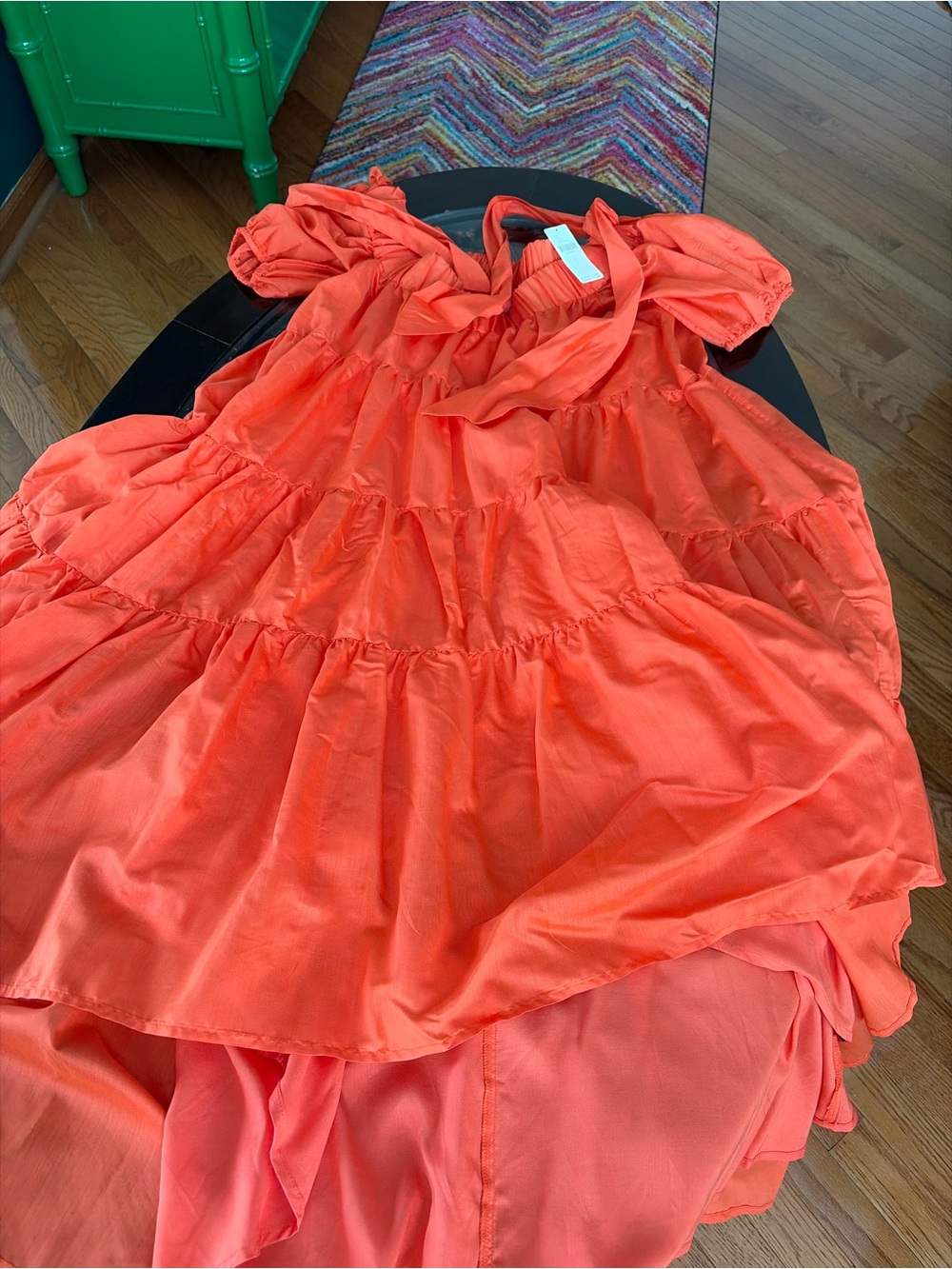 Anthropologie Off-Shoulder Tiered Maxi Dress in orange- high low- brand new tags - Picture 5 of 5